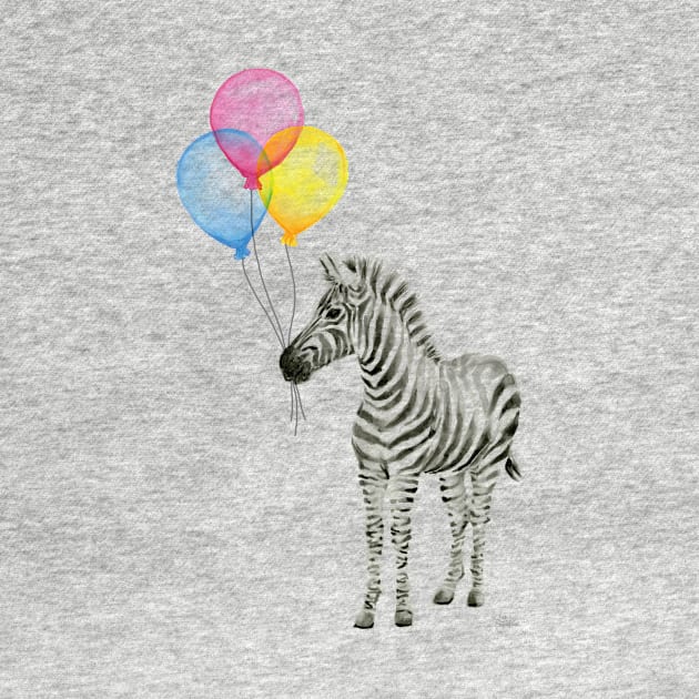 Zebra with Rainbow Balloons by Olechka